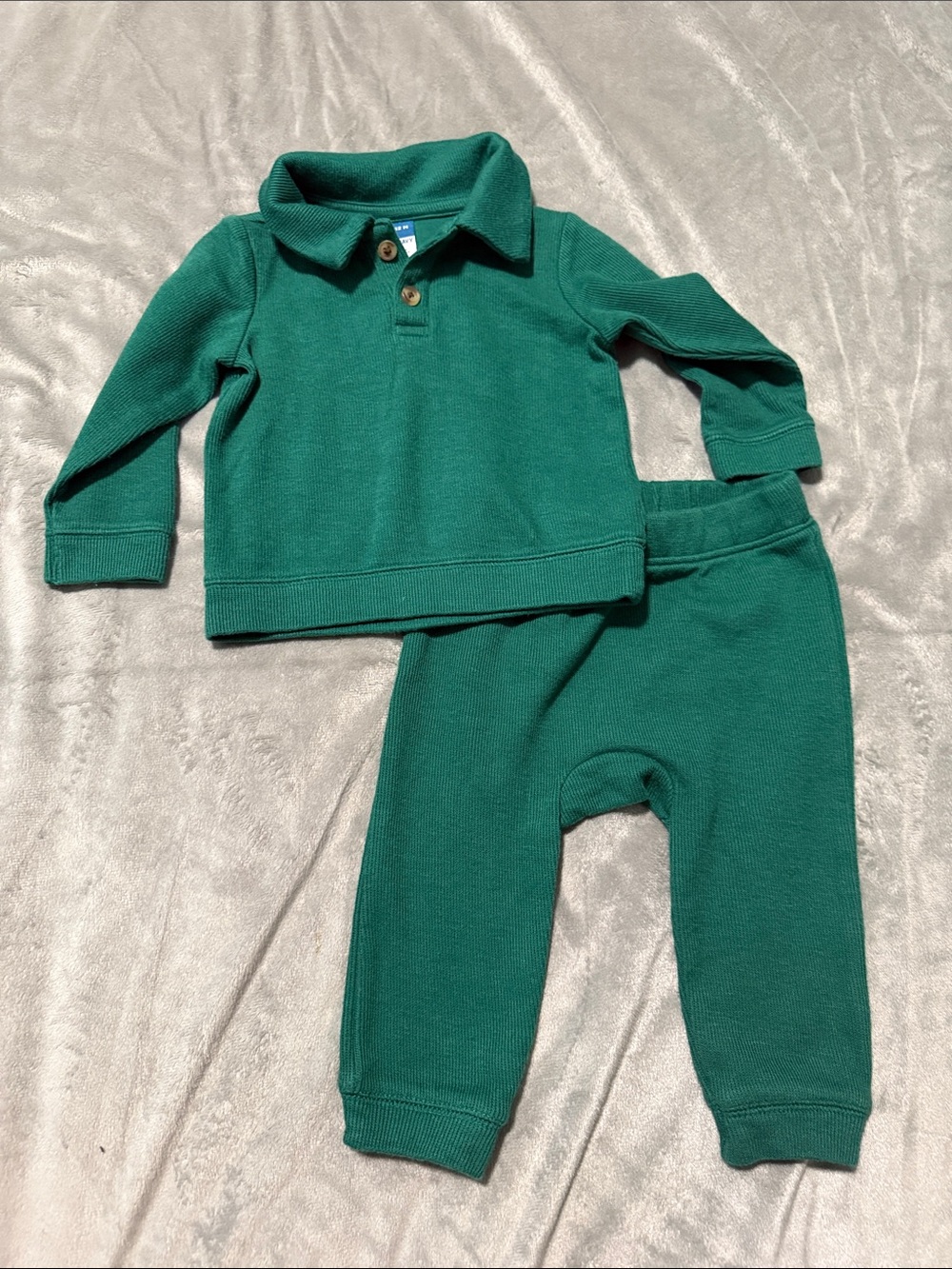 Baby Green Knit Polo Top & Pants Set